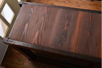 アンティーク家具　古民具・骨董　前面檜材のアンティーク重ね収納棚(水屋箪笥)