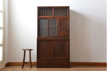 アンティーク家具　和製アンティーク　古いナラ材の上質な食器棚(カップボード)