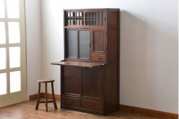 アンティーク家具　和製アンティーク　古いナラ材の上質な食器棚(カップボード)