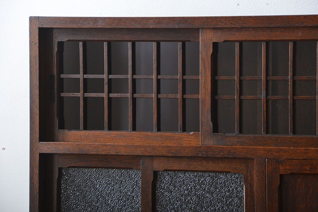 アンティーク家具　和製アンティーク　古いナラ材の上質な食器棚(カップボード)