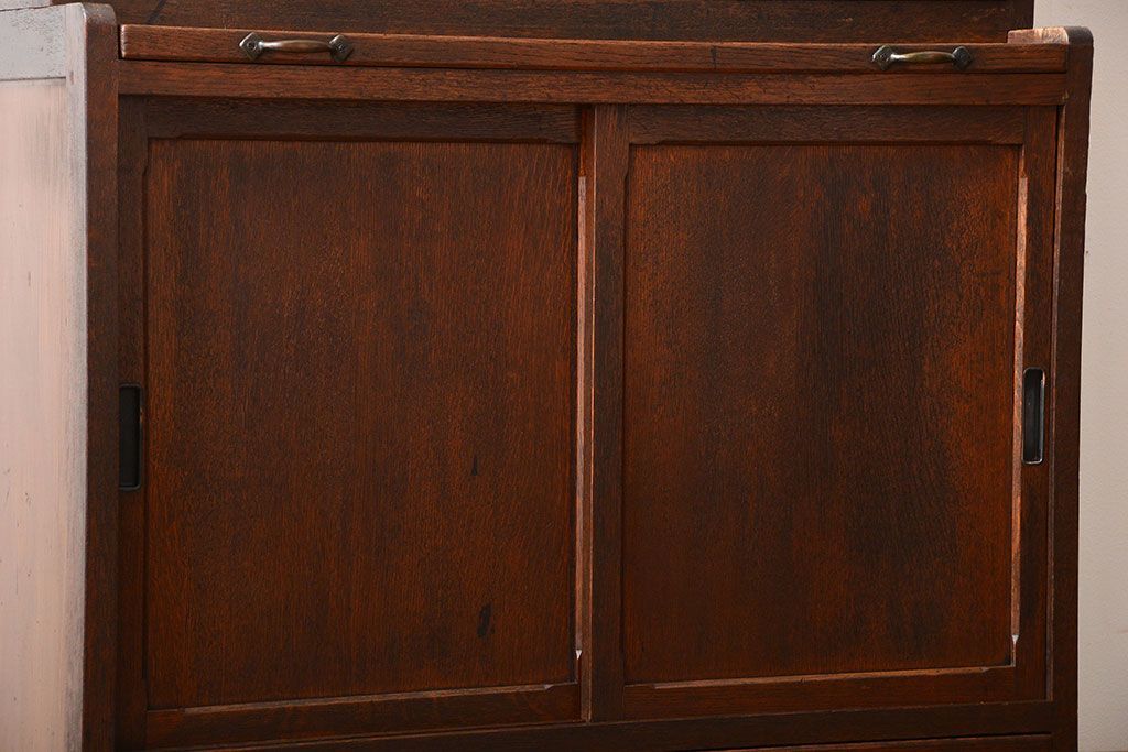 アンティーク家具　和製アンティーク　古いナラ材の上質な食器棚(カップボード)