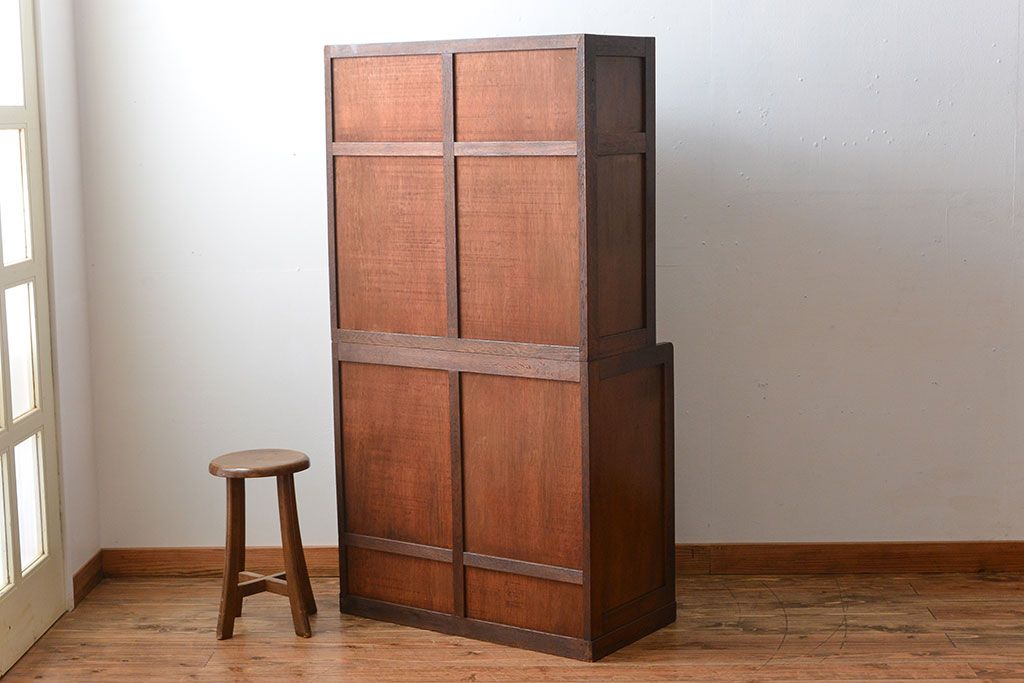 アンティーク家具　和製アンティーク　古いナラ材の上質な食器棚(カップボード)