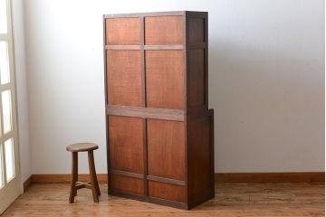 アンティーク家具　和製アンティーク　古いナラ材の上質な食器棚(カップボード)