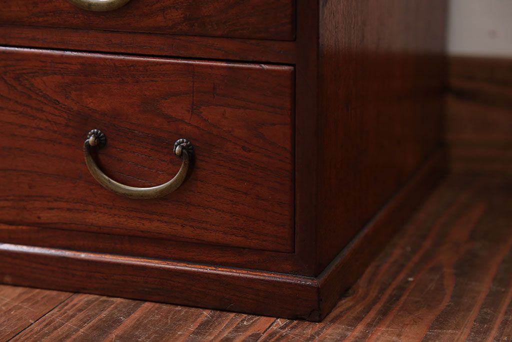 アンティーク家具　古民具・骨董　高級品!古い槐(えんじゅ)材の上質な戸棚付き小引き出し
