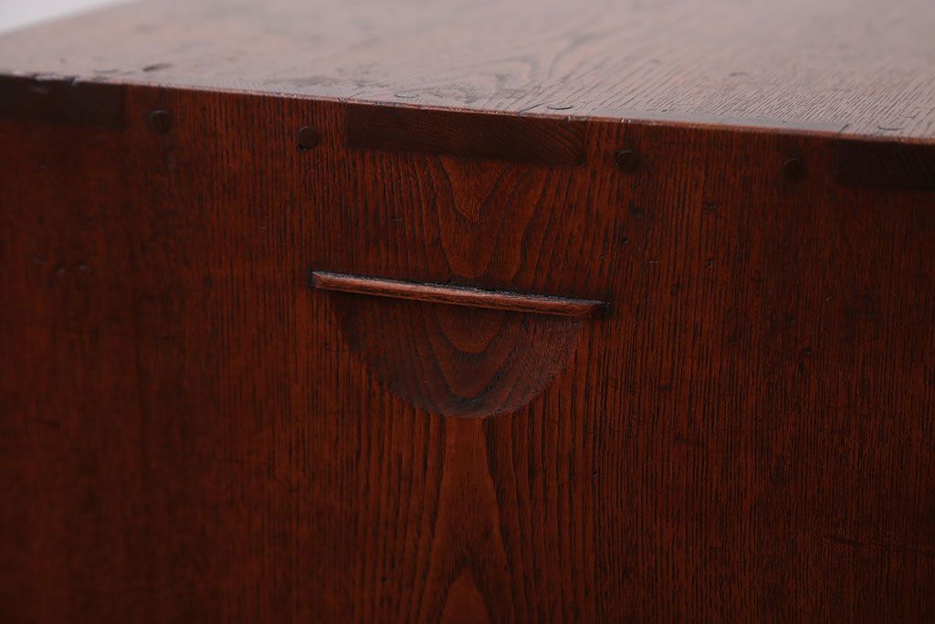 アンティーク家具　古民具・骨董　高級品!古い槐(えんじゅ)材の上質な戸棚付き小引き出し