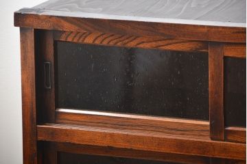 アンティーク家具　古民具・骨董　前面欅材の気泡ガラス戸時代箪笥サイドボード