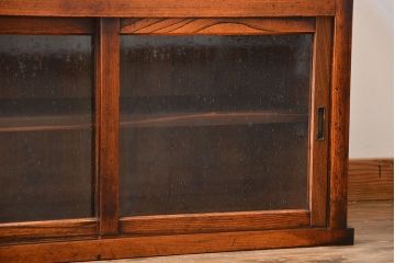 アンティーク家具　古民具・骨董　前面欅材の気泡ガラス戸時代箪笥サイドボード