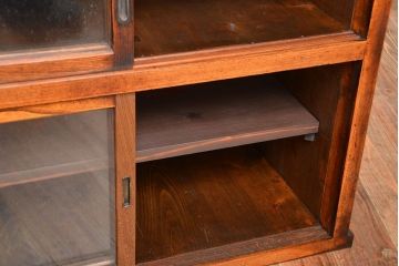アンティーク家具　古民具・骨董　前面欅材の気泡ガラス戸時代箪笥サイドボード