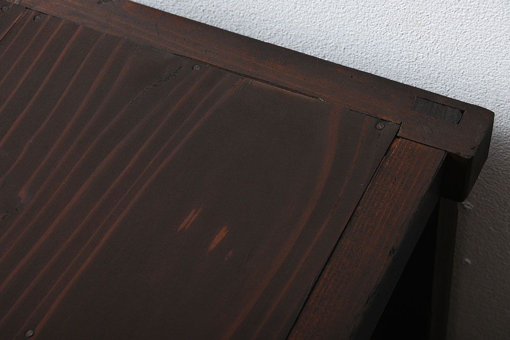 アンティーク家具　古民具・骨董　前面欅材のモールガラス戸時代箪笥サイドボード