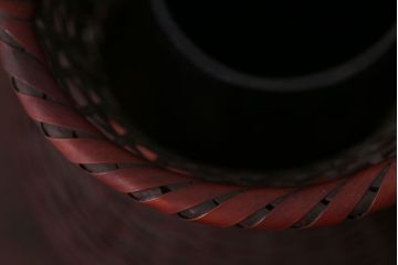 アンティーク雑貨　古民具・骨董　旭洋銘・竹製手付花籠(花入)