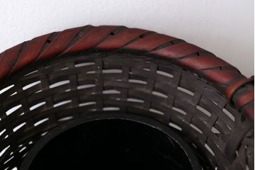 アンティーク雑貨　古民具・骨董　旭洋銘・竹製手付花籠(花入)