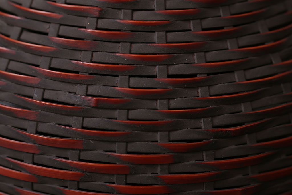 アンティーク雑貨　古民具・骨董　旭洋銘・竹製手付花籠(花入)