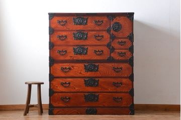 中古 伝統民芸家具 岩谷堂　美品　2段重ね衣装箪笥