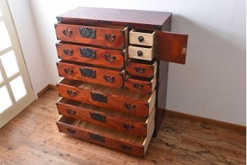 中古 伝統民芸家具 岩谷堂　美品　2段重ね衣装箪笥