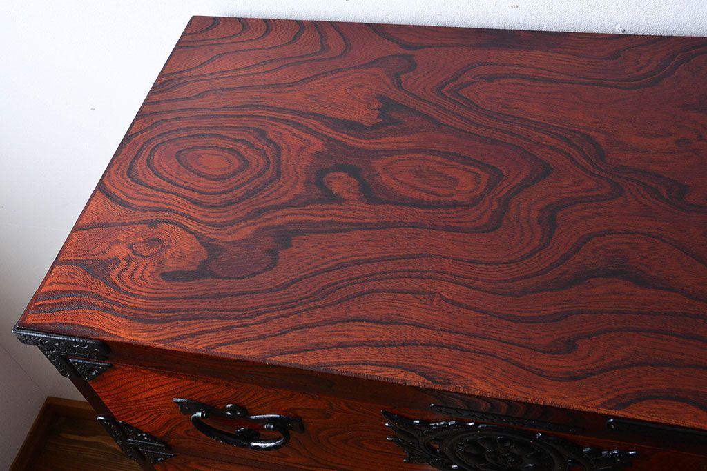 中古 伝統民芸家具 岩谷堂　美品　2段重ね衣装箪笥