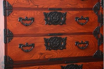 中古 伝統民芸家具 岩谷堂　美品　2段重ね衣装箪笥