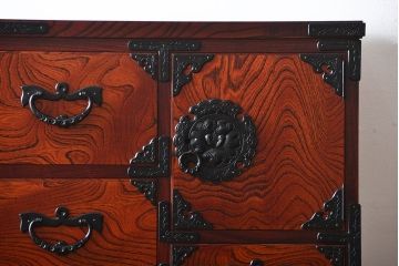 中古 伝統民芸家具 岩谷堂　美品　2段重ね衣装箪笥