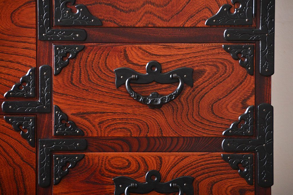 中古 伝統民芸家具 岩谷堂　美品　2段重ね衣装箪笥