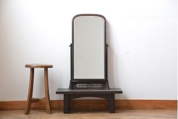 和製アンティーク　民芸家具　古い栗材の浮造り仕上げの高級ドレッサー(鏡台)