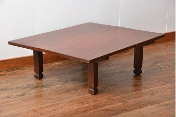 アンティーク家具　和製アンティーク　古い木製のシンプルな座卓(1)