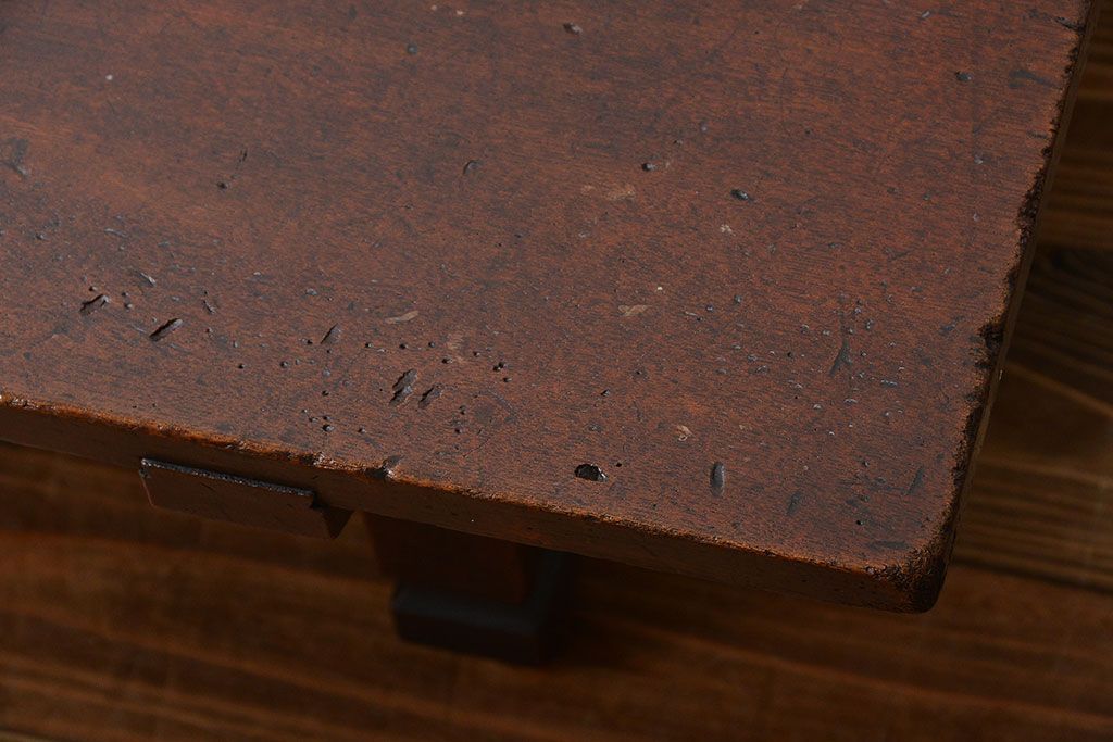 アンティーク家具　和製アンティーク　古い木製のシンプルな座卓(2)