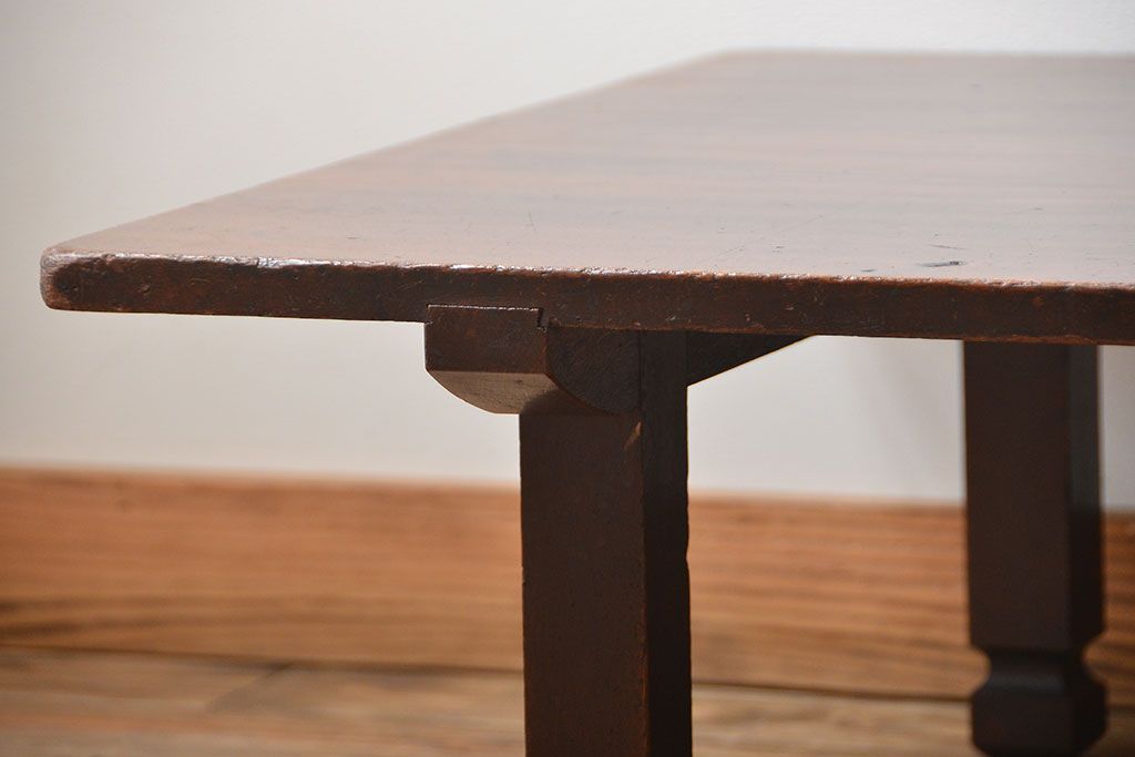 アンティーク家具　和製アンティーク　古い木製のシンプルな座卓(2)