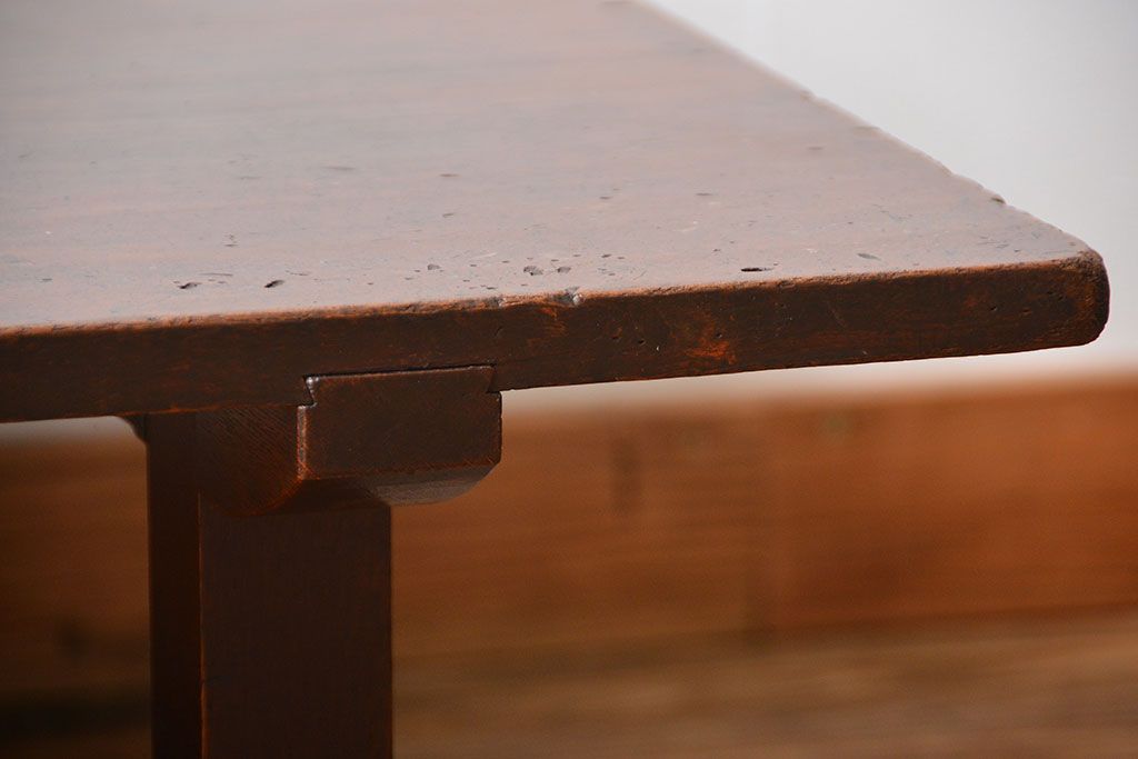 アンティーク家具　和製アンティーク　古い木製のシンプルな座卓(2)