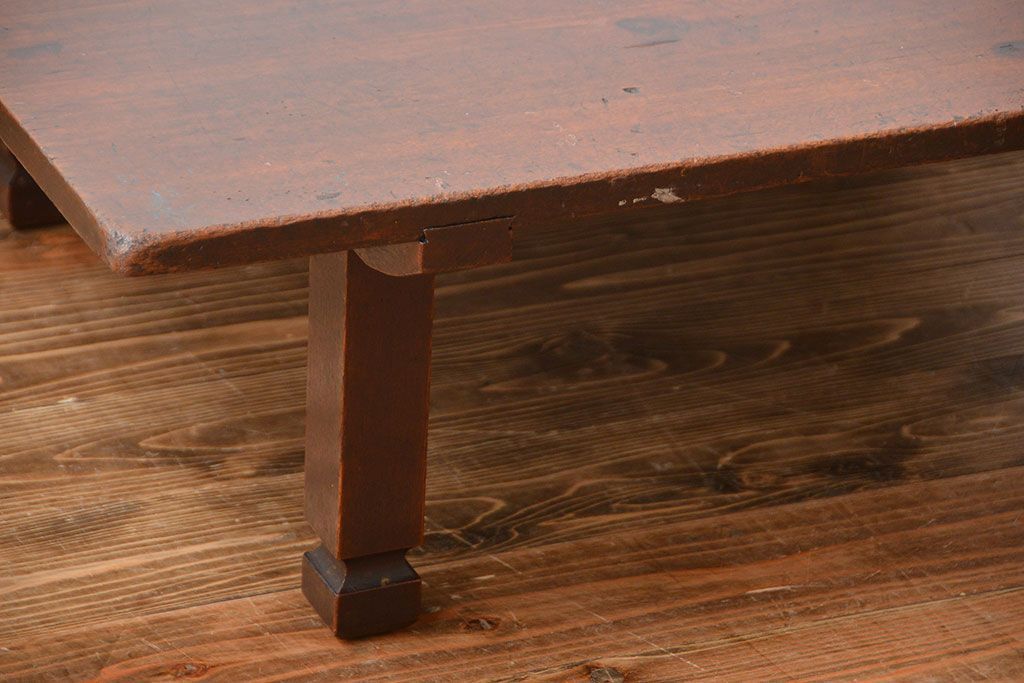 アンティーク家具　和製アンティーク　古い木製のシンプルな座卓(2)