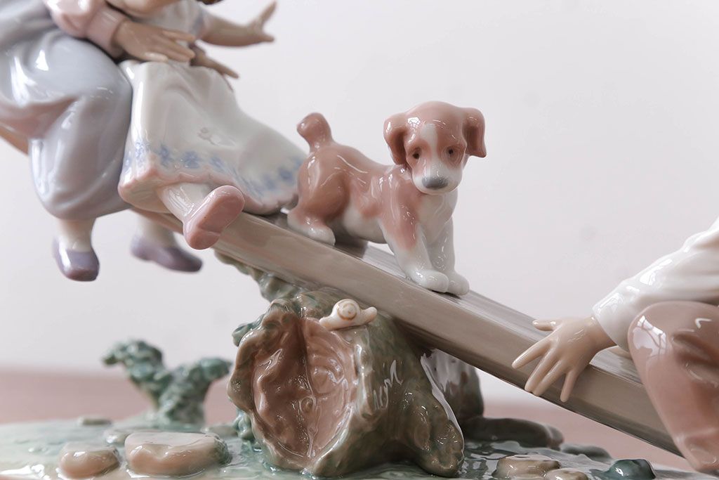 アンティーク雑貨　美品・リヤドロ(LLADRO)シーソーと子供たち(絶版)箱付き(定価約13万円)