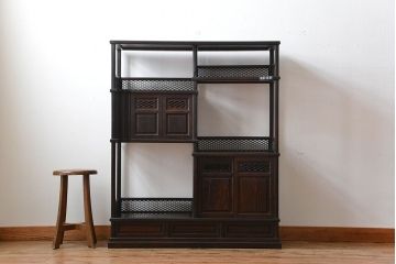 民芸家具　上手物!縞黒檀材の高級飾り棚