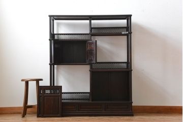 民芸家具　上手物!縞黒檀材の高級飾り棚