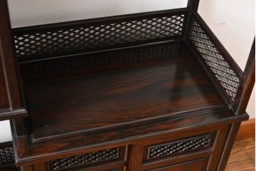民芸家具　上手物!縞黒檀材の高級飾り棚