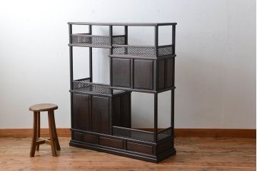 民芸家具　上手物!縞黒檀材の高級飾り棚
