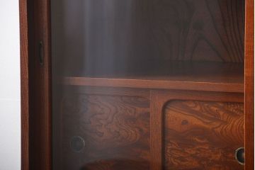 アンティーク家具　和製アンティーク　欅材玉杢!三方欅材の高級茶箪笥