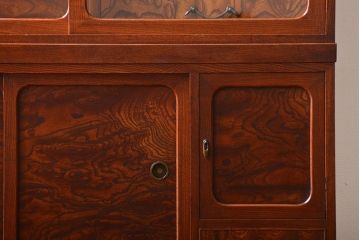 アンティーク家具　和製アンティーク　欅材玉杢!三方欅材の高級茶箪笥