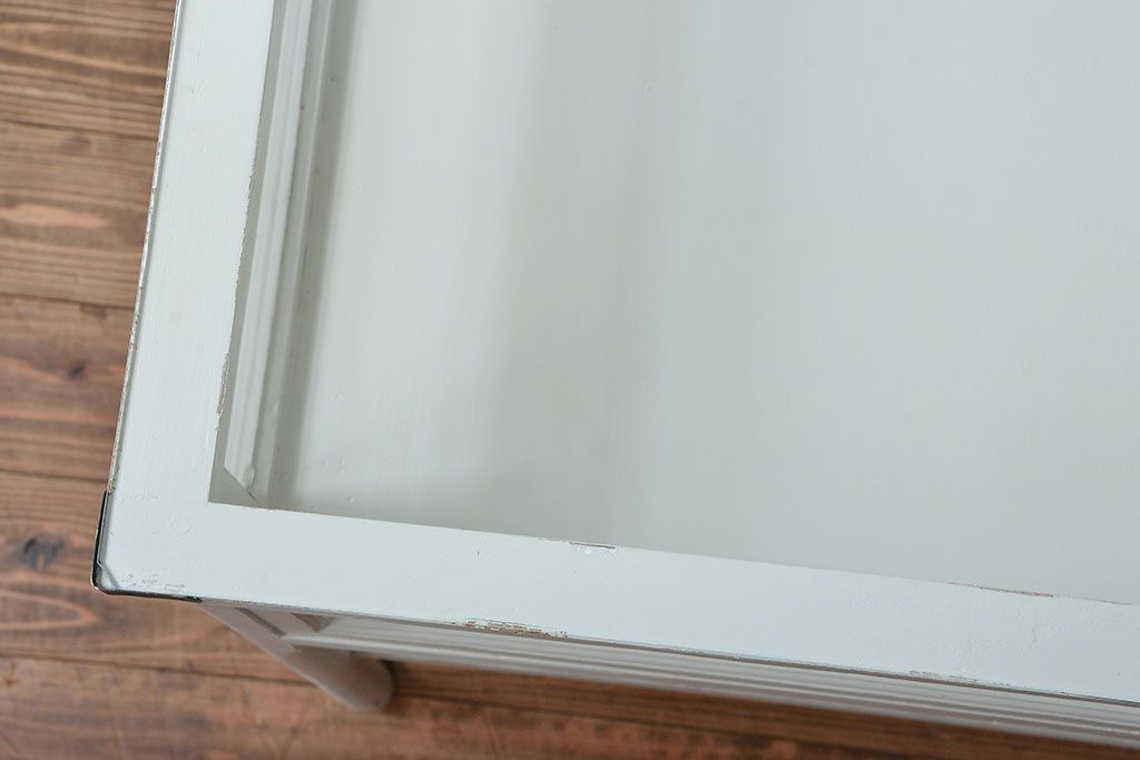 レトロ家具　昭和レトロ　キャスター付き!古いペイントガラスケース