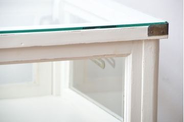 レトロ家具　昭和レトロ　キャスター付き!古いペイントガラスケース