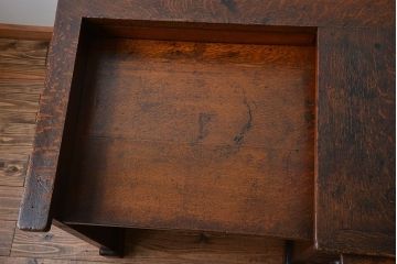 アンティーク家具　和製アンティーク　古いナラ材の重厚で上質な高級片袖机