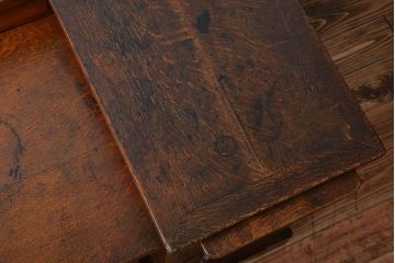 アンティーク家具　和製アンティーク　古いナラ材の重厚で上質な高級片袖机