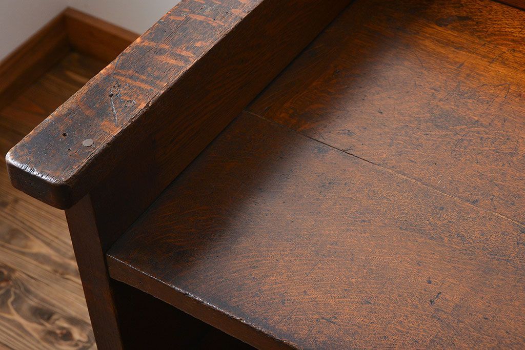 アンティーク家具　和製アンティーク　古いナラ材の重厚で上質な高級片袖机
