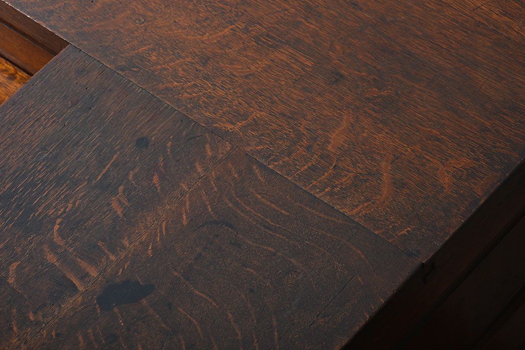 アンティーク家具　和製アンティーク　古いナラ材の重厚で上質な高級片袖机