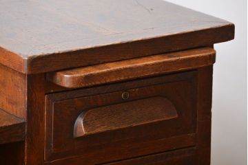 アンティーク家具　和製アンティーク　古いナラ材の重厚で上質な高級片袖机