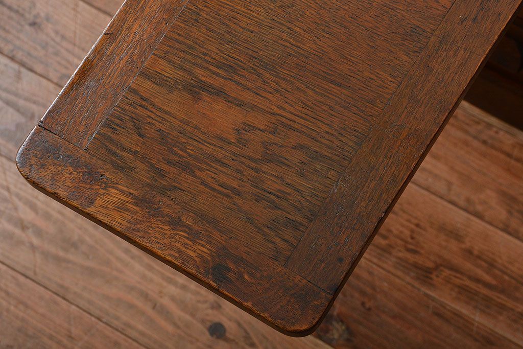 アンティーク家具　和製アンティーク　古いナラ材の重厚で上質な高級片袖机