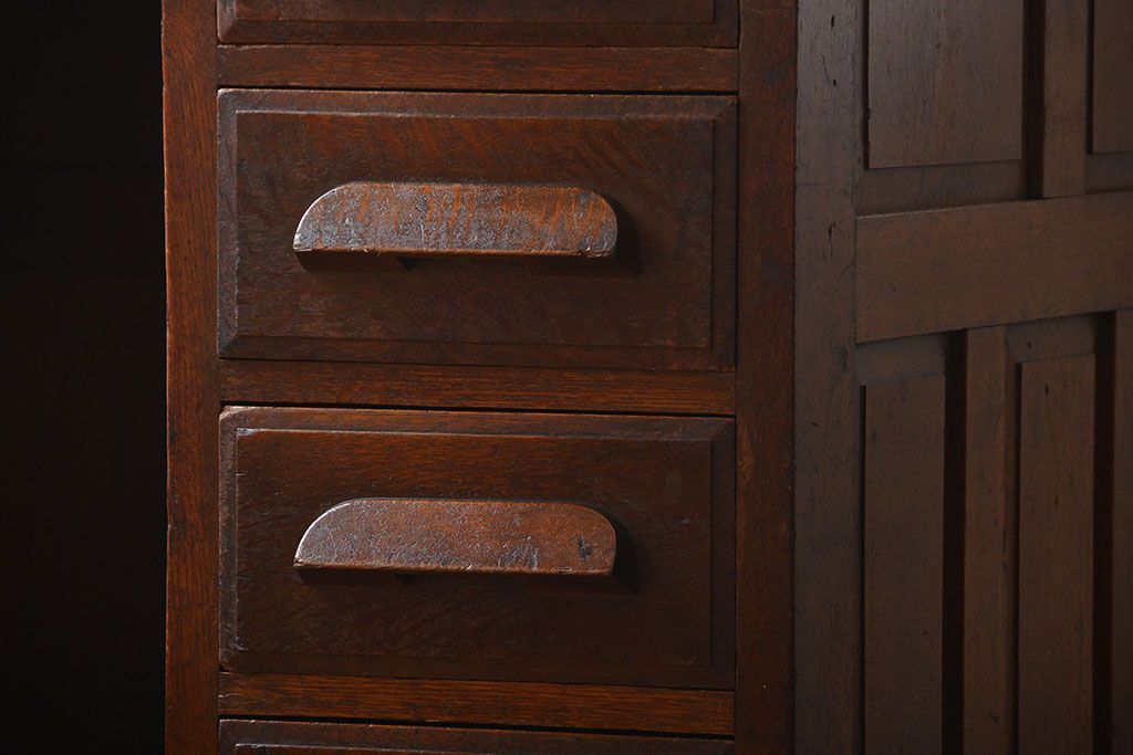 アンティーク家具　和製アンティーク　古いナラ材の重厚で上質な高級片袖机