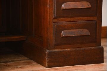 アンティーク家具　和製アンティーク　古いナラ材の重厚で上質な高級片袖机