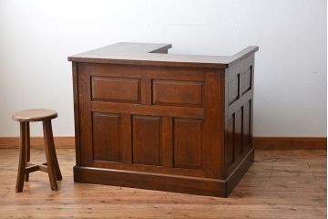 アンティーク家具　和製アンティーク　古いナラ材の重厚で上質な高級片袖机