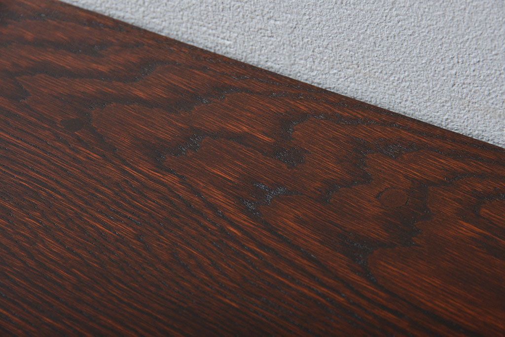 レトロ家具　昭和レトロ　古いナラ材の上品なアンティークデスク(片袖机)