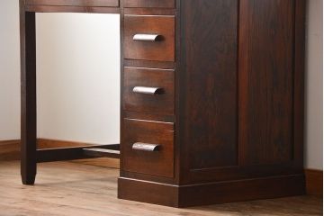 レトロ家具　昭和レトロ　古いナラ材の上品なアンティークデスク(片袖机)