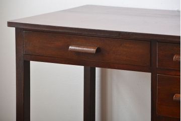 レトロ家具　昭和レトロ　古いナラ材の上品なアンティークデスク(片袖机)