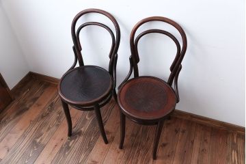 アンティーク家具　アンティーク　THONET(トーネット)社製バルーンバックベントウッドチェア2脚セット